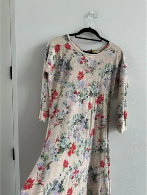Polo Ralph Lauren Thermal Floral print knitted dress in beige XL thumbnail 3