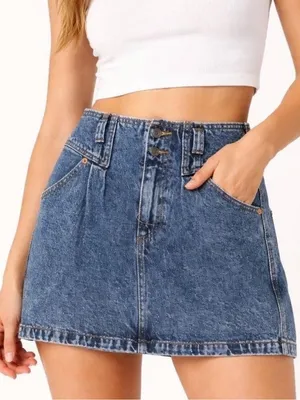 Abercrombie Acid Wash 90’s Style Denim Mini Skirt thumbnail 1