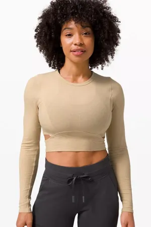 Lululemon LA Cut-Out-Waist Crop LS Size 10 Athleisure Crop Workout Top thumbnail 1