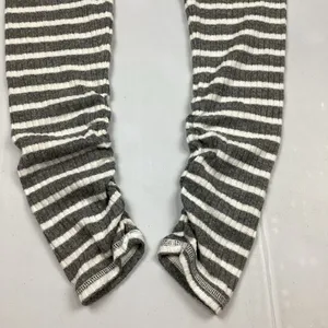 Aerie Gray and White Striped Ribbed Leggings Ruched ankle Loungewear Small NEW! thumbnail 3
