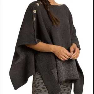 Barefoot Dreams CozyChic Coastline Grey Pullover Poncho One Size thumbnail 7