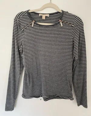 Michael Kors Striped Zip Top Granola Girl Downtown Casual‎ Y2K Grunge Normcore thumbnail 1