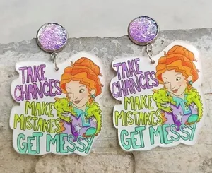 Mrs Frizzle magic school bus earrings thumbnail 1