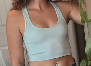 Green Ribbed Crop Top Blue Size M thumbnail 1