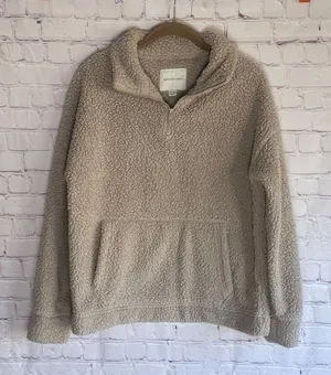 American‎ Eagle Outfitters Tan Teddy Bear Sherpa Hoodie Woman’s Size XS thumbnail 1