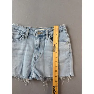 Levis 721 High Rise Light Wash Distressed Raw Hem Denim Shorts Womens 27 thumbnail 2