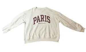 American Eagle Paris Oversized Crewneck Sweatshirt Cream Large thumbnail 1