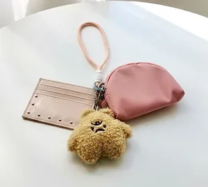 Pink Wallet Accessory Bundle | Card Holder + Mini Pouch + Plush Charm thumbnail 1