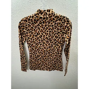 Ann Taylor Womens XXSP Petite Leopard Print Long Sleeve Mock‎ Neck Top thumbnail 4