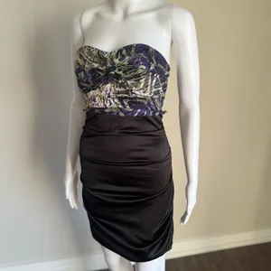 Vintage Rubber Ducky Strapless Satin Ruched Dress thumbnail 4
