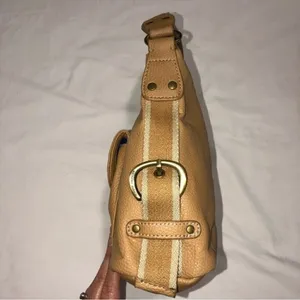 Vintage Tommy Hilfiger Tan Pebbled Leather Handbag 90’s Y2K Preppy Utility Indie thumbnail 3