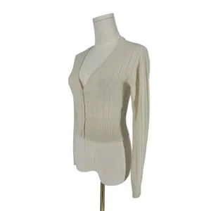 NAADAM Cream Wool Cashmere Ribbed Cropped Cardigan XS thumbnail 4
