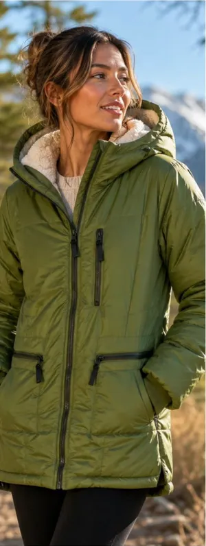 O’Neill Cheyenne Hooded Puffer Jacket Vineyard Green Women’s Size Small💚 thumbnail 1