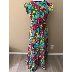 ModCloth Neon Floral V‑Neck Maxi Dress in Pink, Blue, Green, Yellow thumbnail 4