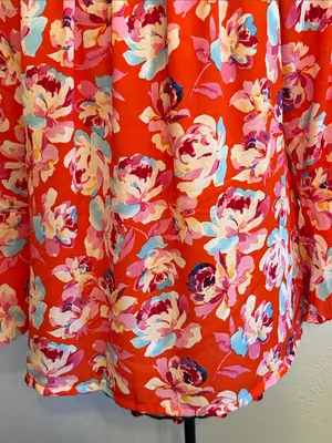 ❤️❤️❤️BOGOHO❤️❤️❤️Floral Red Peasant Blouse with Embroidered Square Neck-Large thumbnail 11