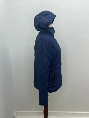 Columbia Womens Blue Navy Quilted Fleece Lined Full Zip Hooded Jacket Coat Small thumbnail 6