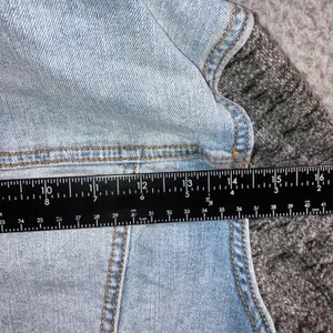 Denim Hoodie Jacket Women M Blue Gray Mixed‎ Media Grunge Street Indie Outerwear thumbnail 9