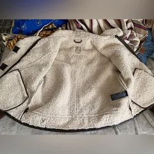 Free People Andies Vegan Moto Jacket Embroidered Floral Brown Bear Small NWT‎ thumbnail 8