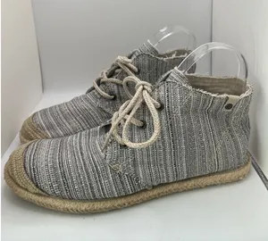 Roxy Woven Canvas Chukka Bootie Women 8 Gray Espadrille‎ Lace Up Mid Top Boho thumbnail 1