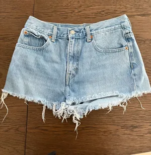 Levi's Light Blue Distressed Denim Cutoff Shorts thumbnail 1
