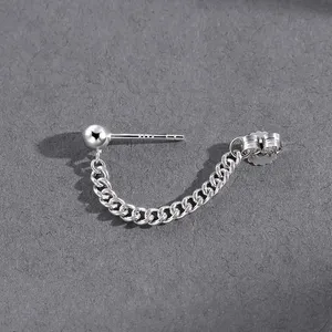 925 Silver Plated Tassel Chain Dangle Drop Earrings for Men Women thumbnail 3