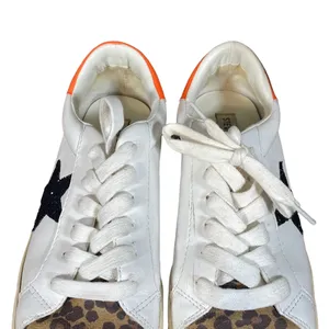 Steve Madden Women’s White Leather Pursued Sneakers Leopard Cap Toe Size 7.5 thumbnail 9
