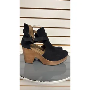 Free People Cedar Clogs Black Suede Platform Wood Women's 40.5 US 10.5 Boho thumbnail 3
