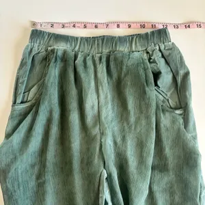 Pretty Angel Moss Green Linen Blend Pull On Tapered Pants Artsy Eclectic Medium thumbnail 4