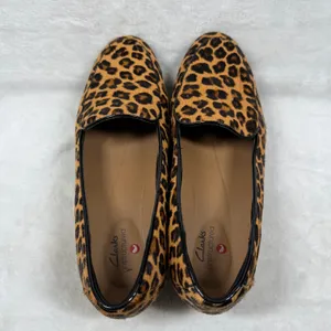 Clarks Unstructured Women Leopard Print Calf Hair Loafers Brown Black 8 thumbnail 5
