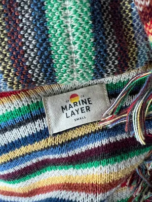 Marine Layer Almere Long Fringe Cardigan In Multi Stripe Small thumbnail 5