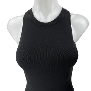 Aritzia Wilfred Free Black Ribbed Knit Round Neck Sleeveless Tank Bodysuit Top S thumbnail 3