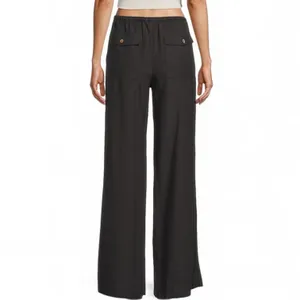 Roxy Lyla Low Rise Drawstring Pull-On Linen Wide Leg Pants thumbnail 2