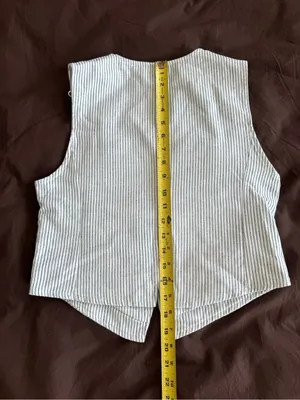 Zara Women’s Pinstripe Vest XS Asymmetrical Silver Buttons Y2K Inspired NWT thumbnail 4