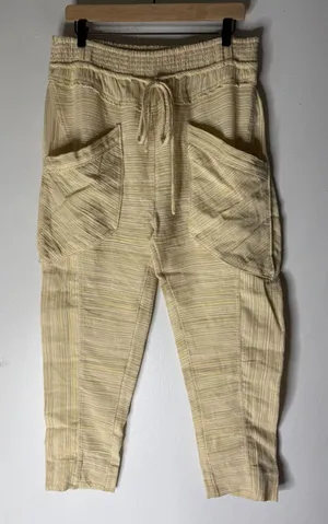 Free People Sweet Escape Pull On Pants yellow drawstring elastic waist small NWT thumbnail 1