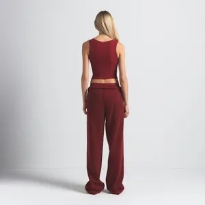 Skims Cotton Fleece Classic Straight Leg Pant Merlot medium new with tags thumbnail 5
