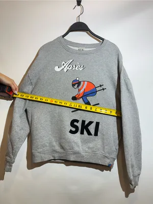 Anthro KULE Oversized Après Ski Graphic Cotton Pullover Crewneck Sweatshirt XS thumbnail 6