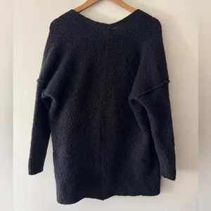 Free People Black Wool Mohair‎ Blend Chunky Open Cardigan thumbnail 4