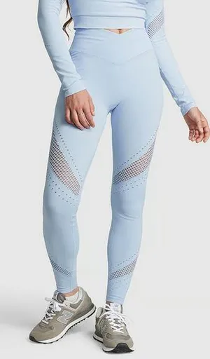 NWT PINK Victoria Secret Seamless Classic Workout Leggings in Light Blue SIZE XL thumbnail 1