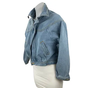 Brandy Melville Women's Collared Long Sleeve Crop Trucker Denim Coat Jacket Sz M thumbnail 3