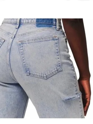 Abercrombie The Dad Light Wash High-Rise Straight Jeans - Cutout Detail thumbnail 3
