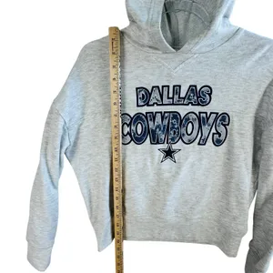 NFL Dallas Cowboys Cropped Hoodie‎ Womens Sleepwear Pullover Sweatshirt Gray S thumbnail 5