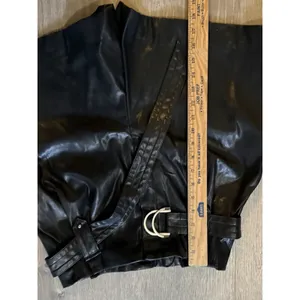 Zara Black Faux Leather Paperbag‎ Waist Shorts with Tie Belt Womens Small thumbnail 4
