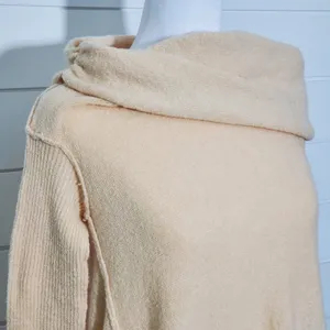 Free People Strawberry Fields Cream Knit Cowl‎ Neck Sweater Size S thumbnail 5