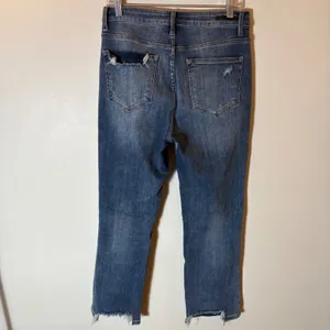 Risen Los Angeles Distressed Straight Leg Jeans Medium‎ Wash Raw Hem Size 29/9 thumbnail 4