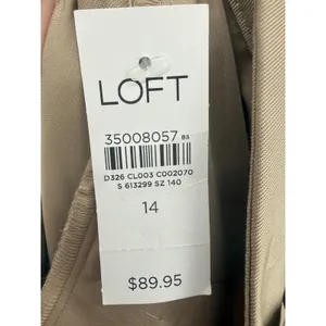 NWT Loft Womens Pleated Wide Leg High Rise Trousers Pants Khaki Size 14 Preppy thumbnail 4