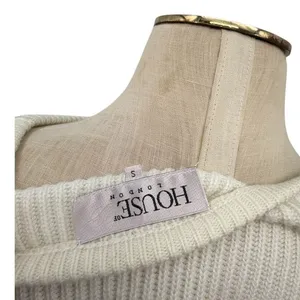 House of CB Tatum Crop Sweater Ivory Cutout‎ Sleeve Rib Knit Top Small thumbnail 8