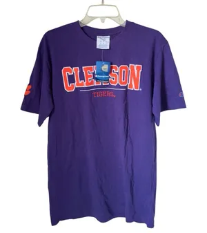 Champion Authentic Medium Purple‎ Clemson Tiger Tee Shirt NWT thumbnail 1