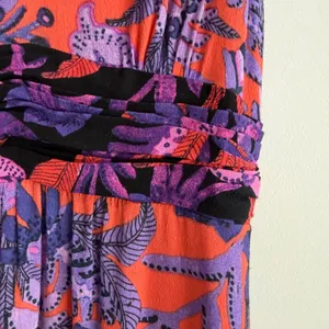 Maeve Anthropologie Macie Maxi Dress Women's 4 Purple Floral Print Orange Belt thumbnail 6