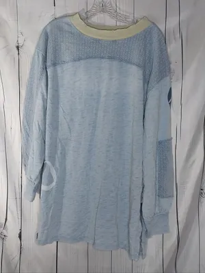 We The Free Free People Petal Pusher Pullover Boho Light Blue Long Sleeve Top thumbnail 1