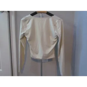 Hollister Ruched Front Long Sleeve‎ Top Medium Cream Square Neck Minimalist thumbnail 2